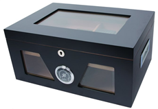 HUMIDOR SA STAKLOM ZA 80 CIGARA CRNI